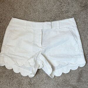 J. Crew High Waist White Scalloped Shorts